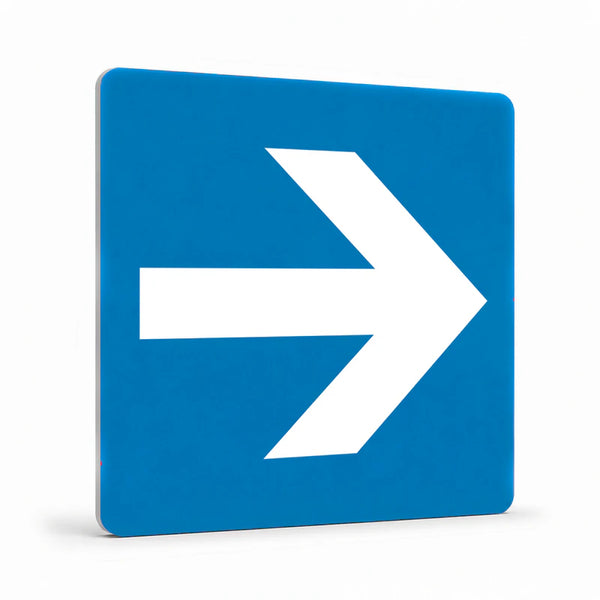 Property - Horizontal White Arrow Blue Background Sign