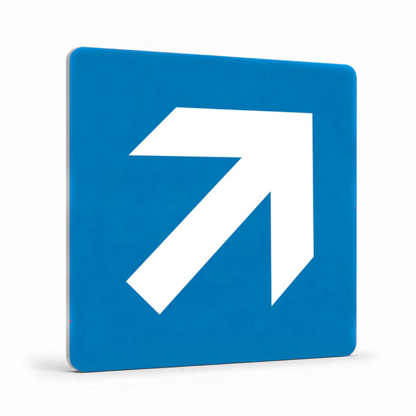 Property - Vertical White Arrow Blue Background Sign