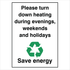 Property - Please Turn Down Heating Sign