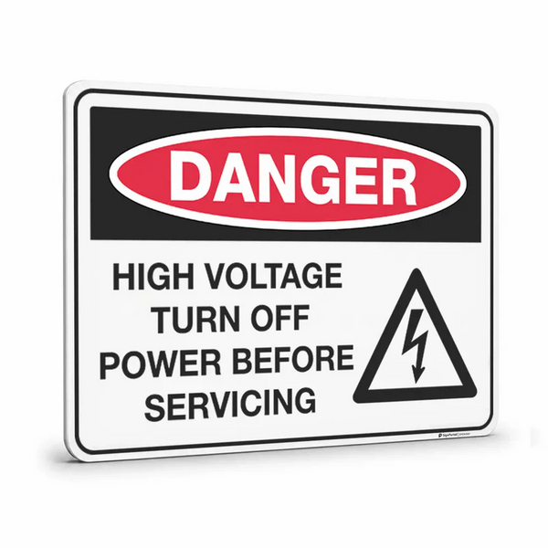 Danger - High Voltage Turn Off Power Before Servicing Sign