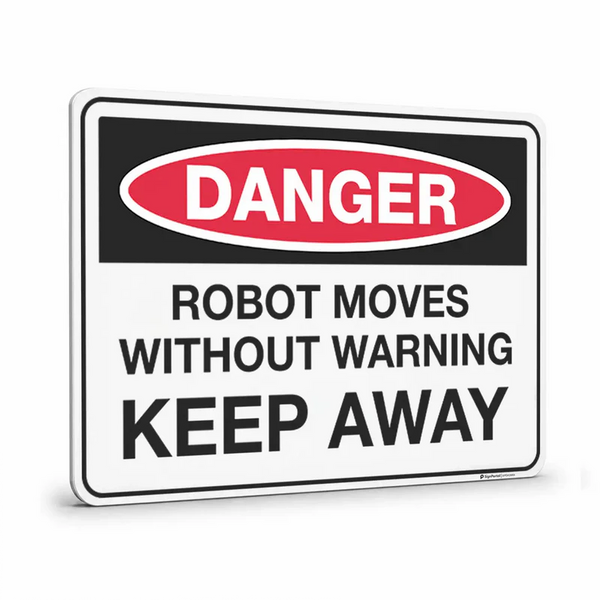 Danger - Robot Moves Without Warning Keep Away Sign
