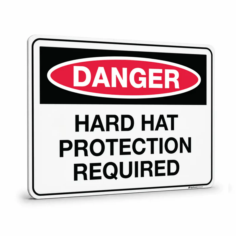 Danger - Hard Hat Protection Required Sign