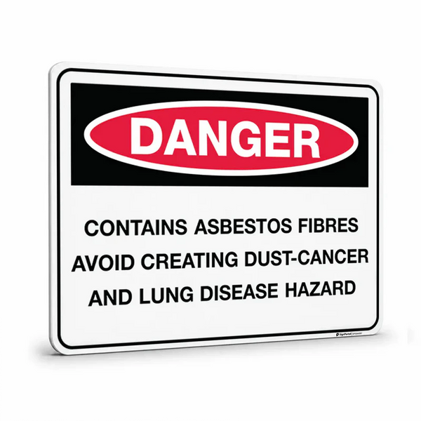 Danger -  Contains asbestos fibers - Avoid creating dust - cancer and lung disease hazard Sign