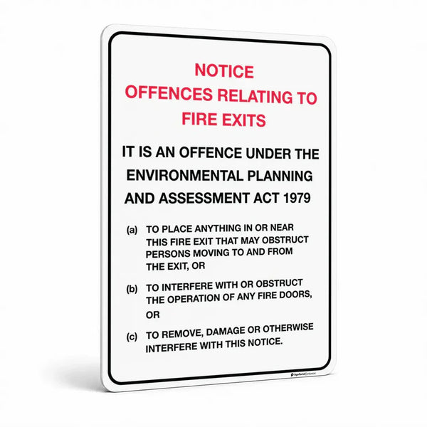 Fire Safety - Notice Offences Relating To Fire Exits Sign