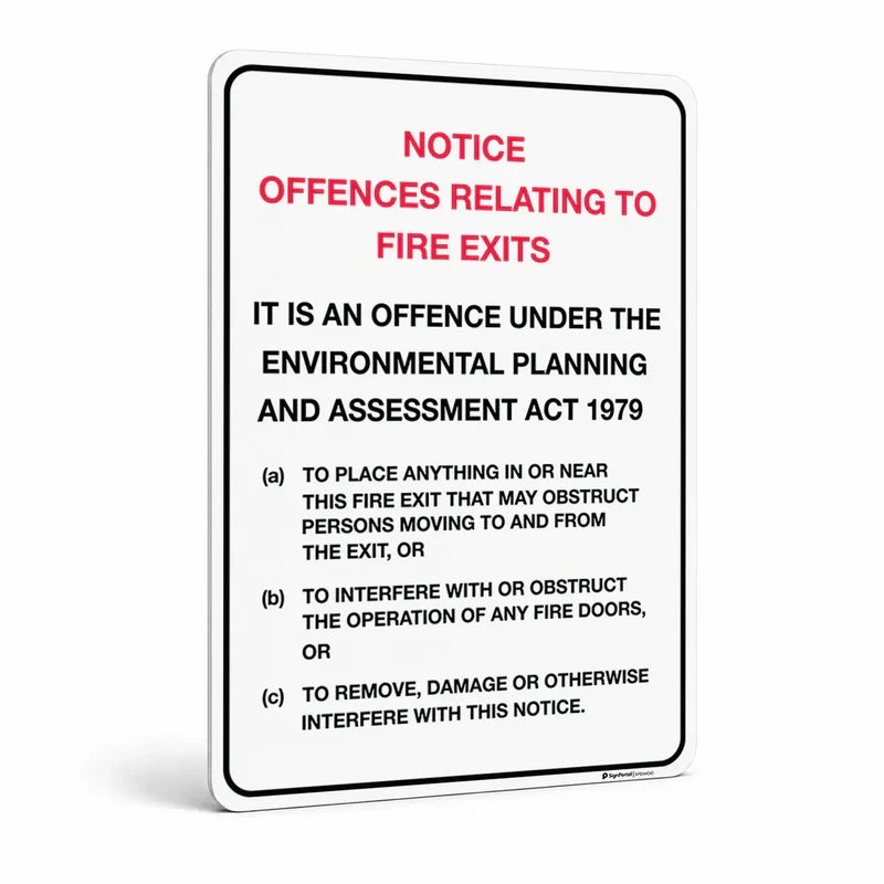 Fire Safety - Notice Offences Relating To Fire Exits Sign