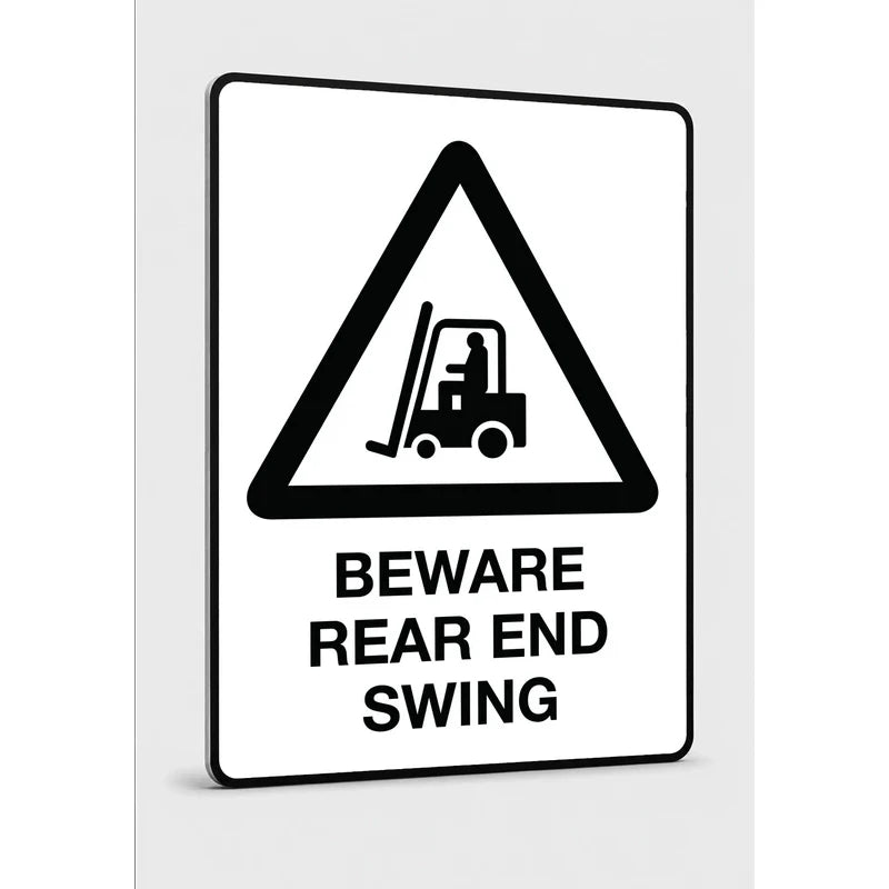 Machine and Operational - Beware Rear End Swing Sign