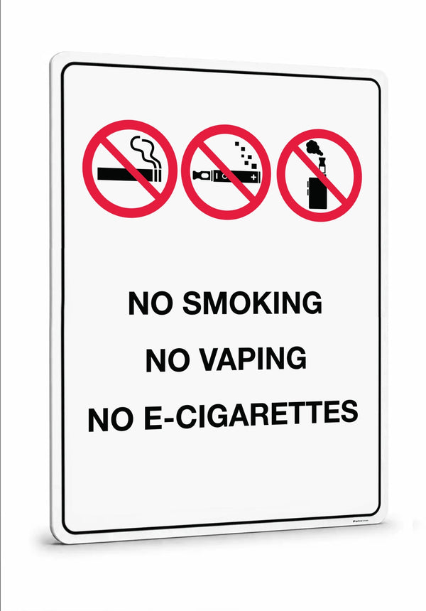 Mandatory & Prohibition Signs - No Smoking No Vaping No E-Cigarettes