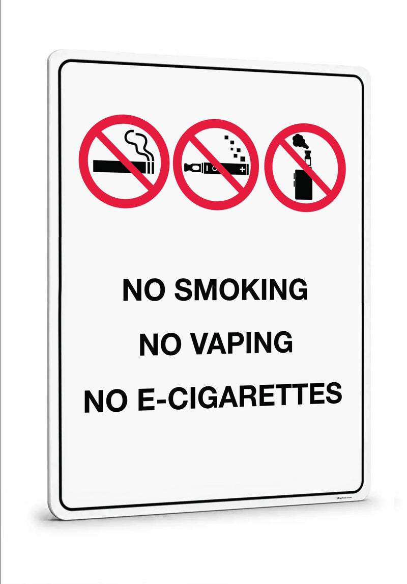 Mandatory & Prohibition Signs - No Smoking No Vaping No E-Cigarettes