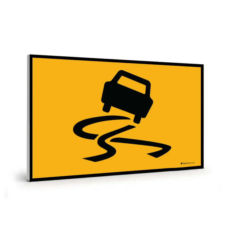 Traffic & Parking - Temporary Roadwork Slippery Symbol Sign