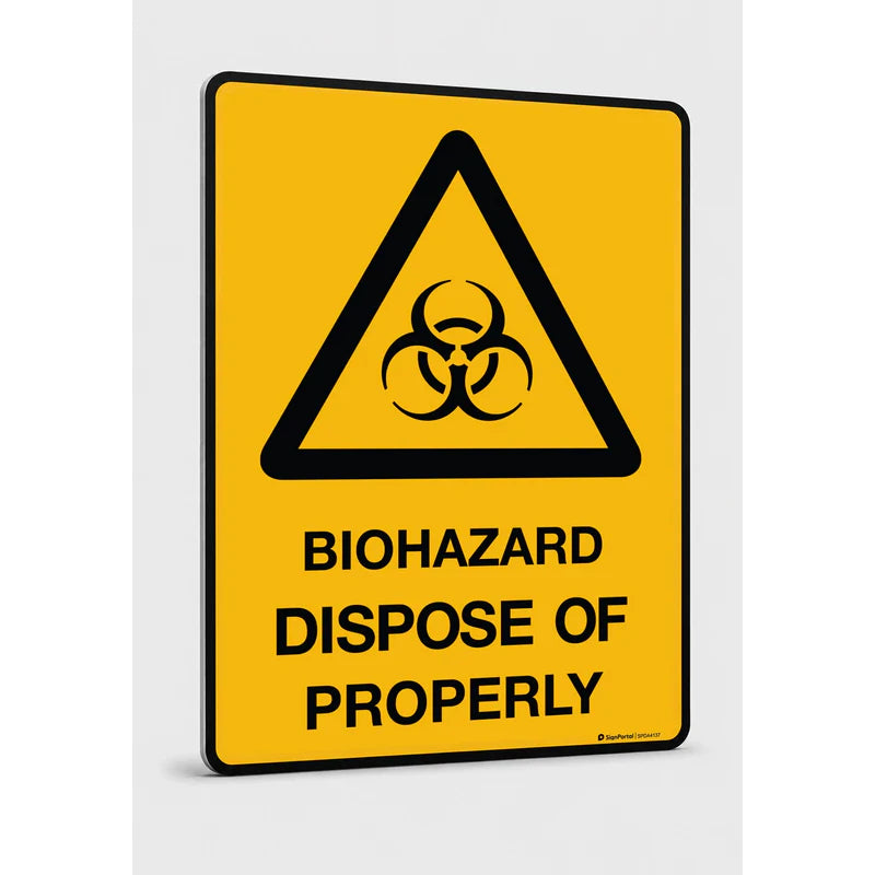 Warning - Biohazard Dispose Of Properly Sign