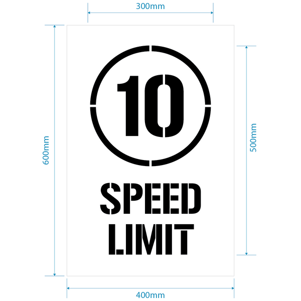 10kph Speed Limit Stencil — 400 x 600mm / 2mm PETG