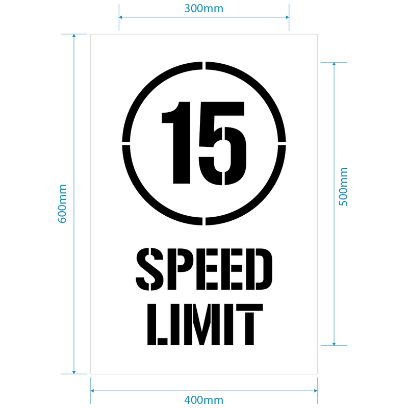 15kph Speed Limit Stencil for Controlled Zones