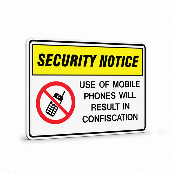Security - Security Notice Use Of Mobile Phones Will Result In Confiscation Signs