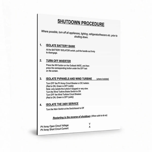 Shutdown Procedure (Off Grid)