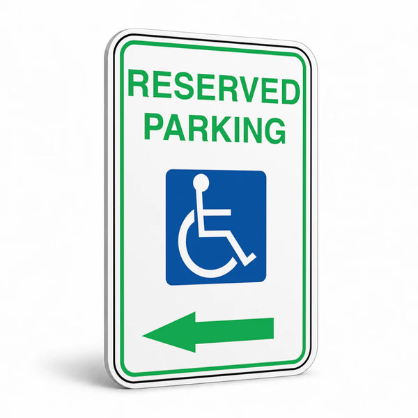Traffic And Parking - Reserved Parking Wheelchair Symbol Left Arrow Sign