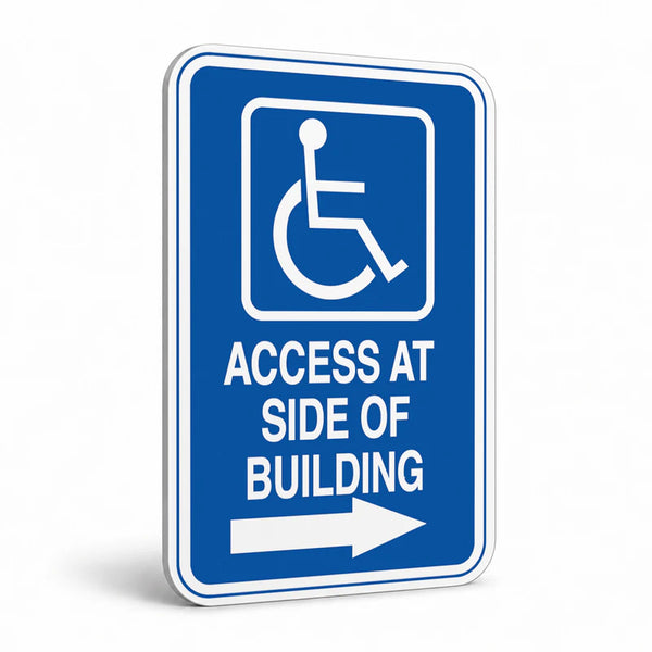 Traffic And Parking - Wheelchair Access At Side Of Building Right Arrow Sign
