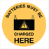 Warehouse And Floor  - Batteries Must Be Charged Here Stickers