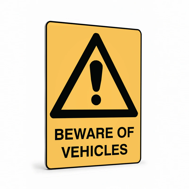 Warning - Beware Of Vehicles Sign