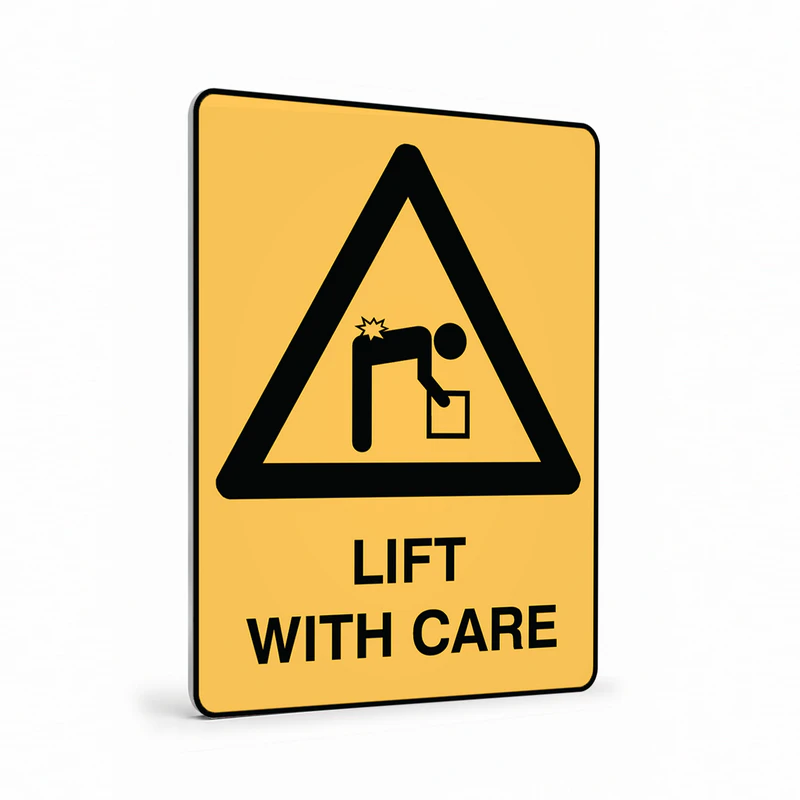 Warning - Lift With Care Sign