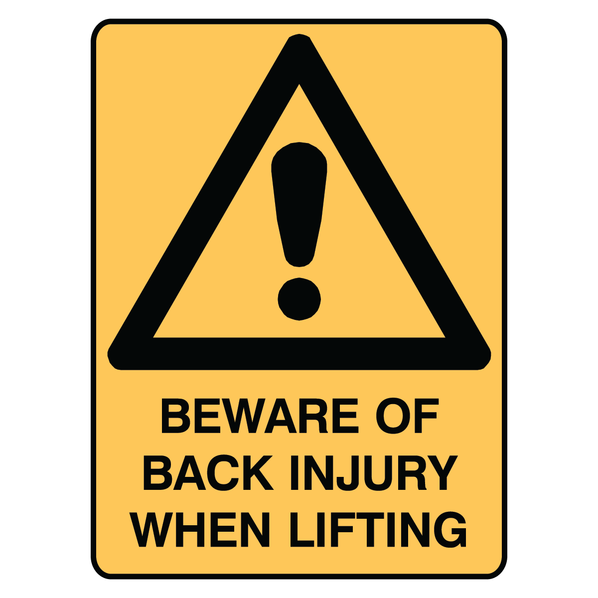 Warning - Beware Of Back Injury Sign – Signportal