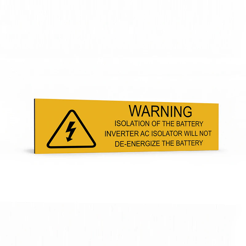 Warning Isolation of the Battery Inverter AC Isolator will not De-Energise the Battery