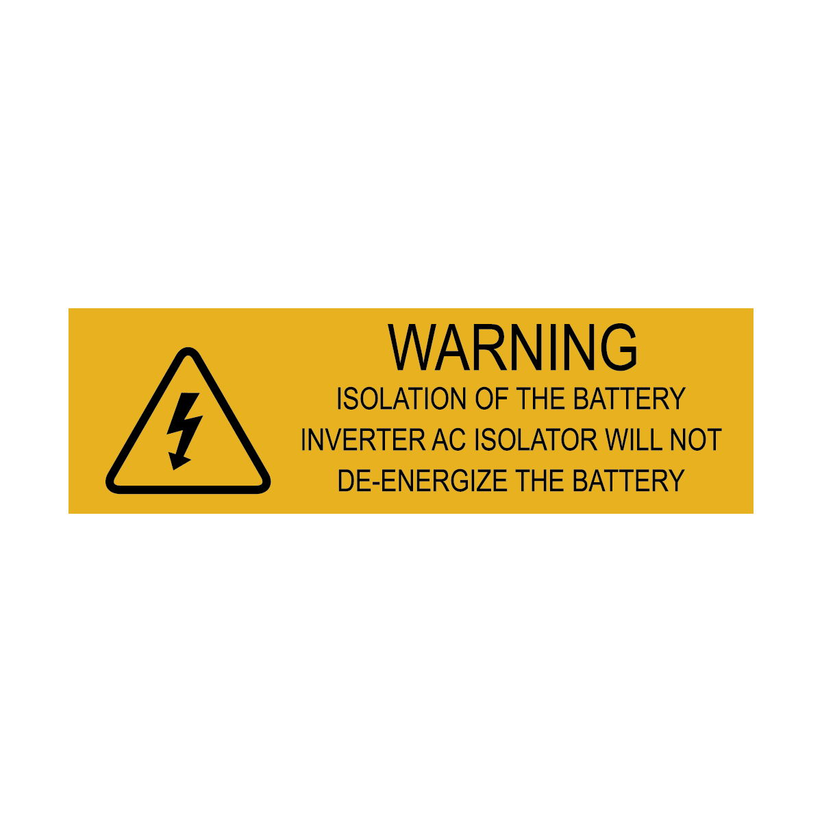 Warning Isolation of the Battery Inverter AC Isolator will not De-Ener ...