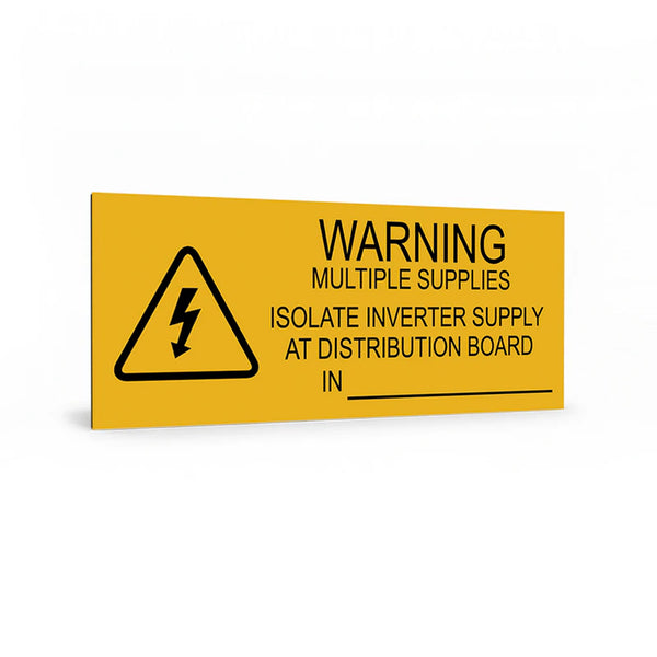 Warning Multiple Supplies Isolate Inverter at Distribution board